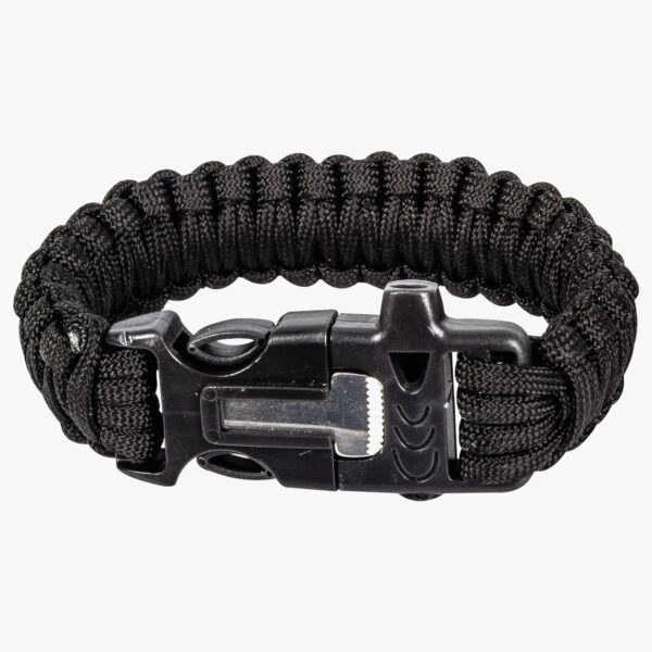 Paracord flint armband zwart