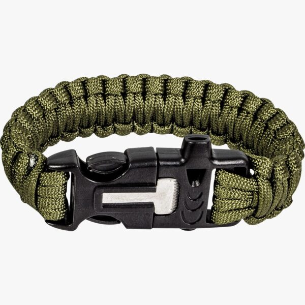 Paracord flint armband groen