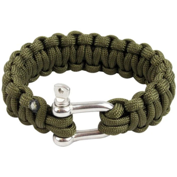 Paracord armband met D-ring olijfgroen