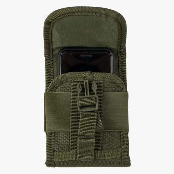 MOLLE telefoonhoes olijfgroen open