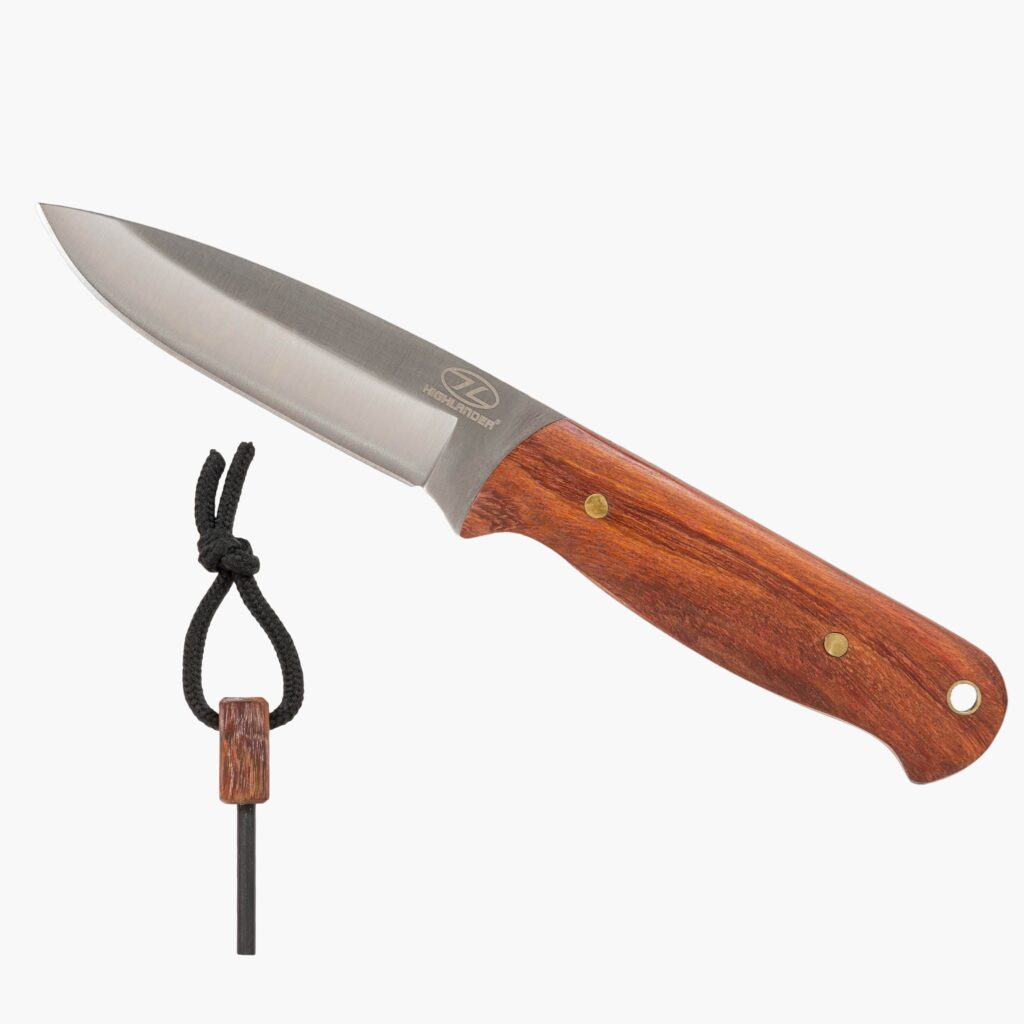 bushcraft mes met Rosewood handvat