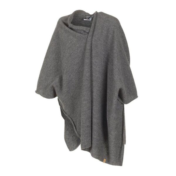 Nitta poncho van 100% wol grijs dicht