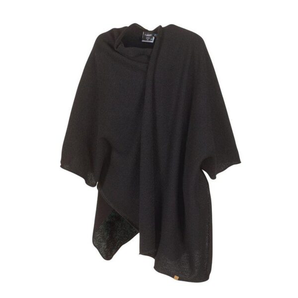 Nitta poncho van 100% wol zwart dicht